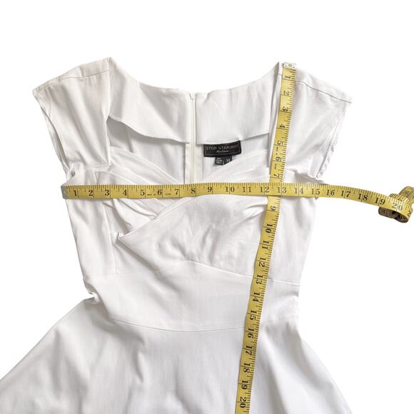 STOP STARING MADSTYLE SWING DRESS IN IVORY PIN-UP 1950's WOMEN SIZE MEDIUM - Picture 12 of 14